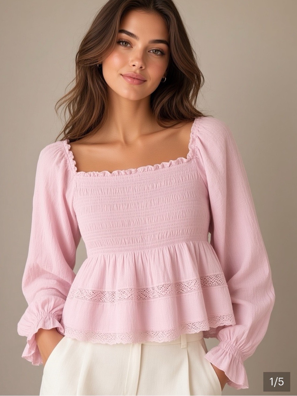 Celebrity Pink NWT Lace Smocked Ruffle Peplum Blouse Cottagecore XL Romantic